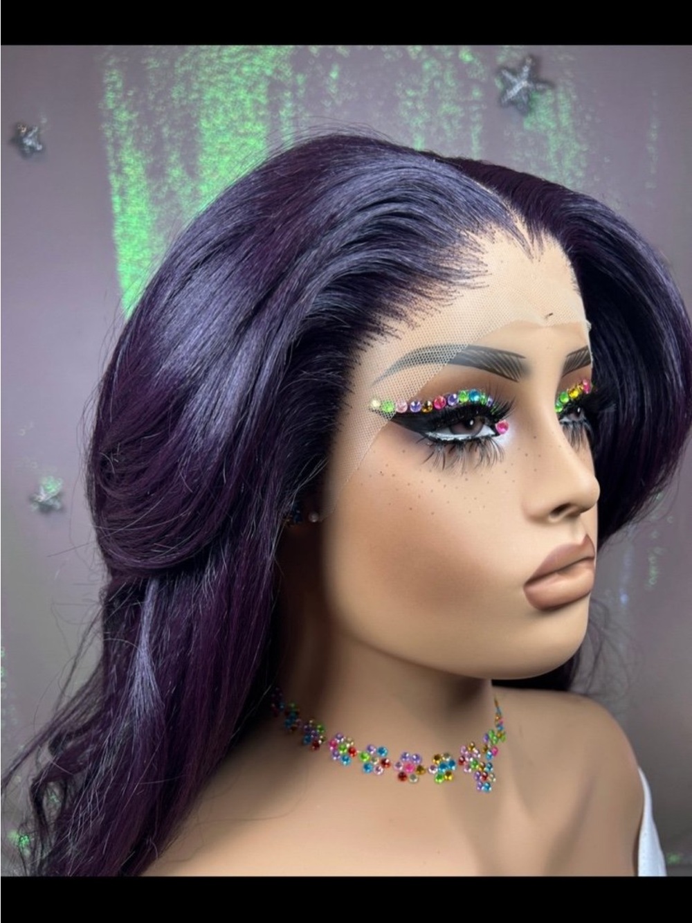 Luxurious Deep Purple Long Lace Front Wig - Women Hair - Picture 3 of 8